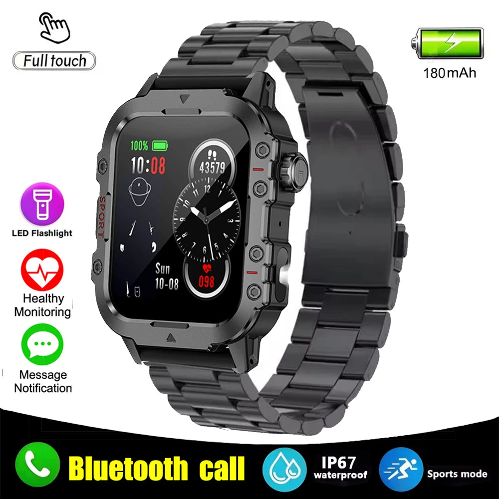 2026 New Military Smart Watch Men IP67 3ATM Outdoor Sports Fitness Tracker Health Monitor 1.44Inch BT Call Smartwatch