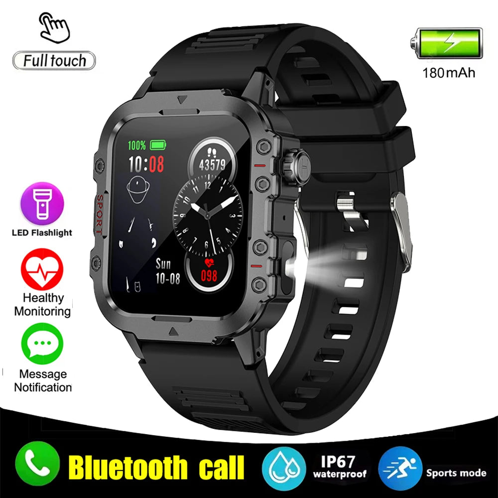 2026 New Military Smart Watch Men IP67 3ATM Outdoor Sports Fitness Tracker Health Monitor 1.44Inch BT Call Smartwatch